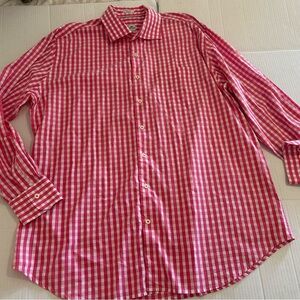 Peter Millar Shirt Mens XL Pink Gingham Check Long Sleeve Dress Seaside Finish